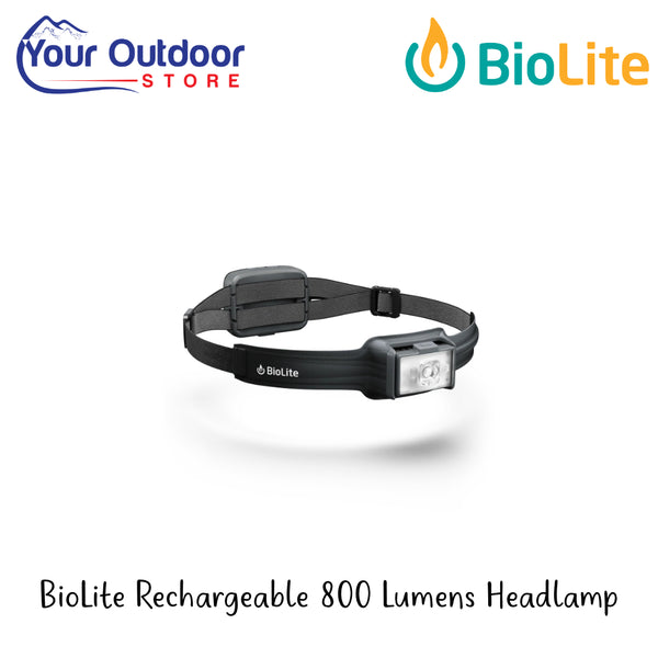 BioLite Rechargeable 800 Lumens Headlamp | Hero Image Showing All Logos And Titles.