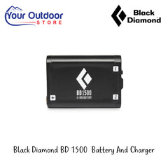 Black Diamond BD 1500 Battery And Charger | Hero Image Showing Logos And Titles.