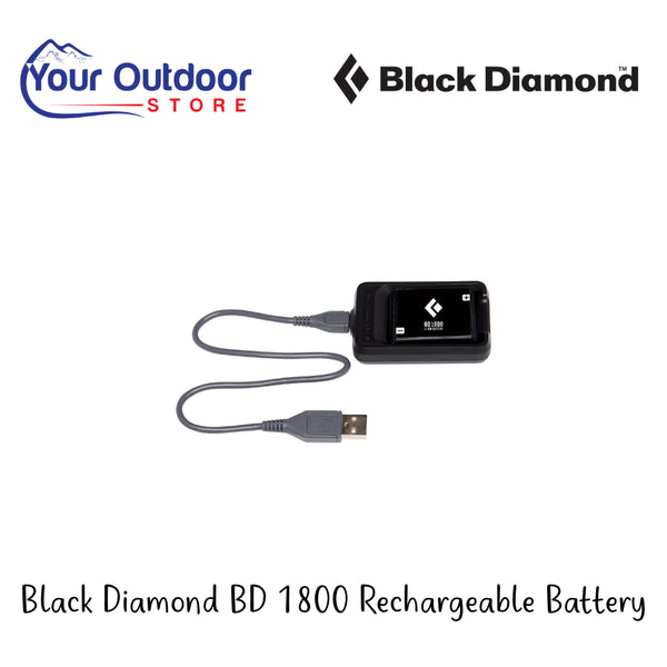 Black Diamond BD 1800 Rechargeable Battery | Hero Image Showing All Logos And Titles.