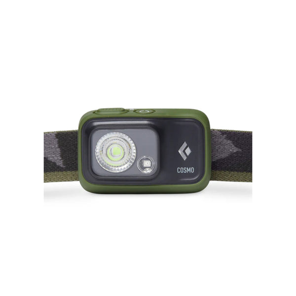 Dark Olive | Black Diamond Cosmo 350 Lumens Headlamp - Dual Fuel Image Showing Close Up Front View Of The Light.