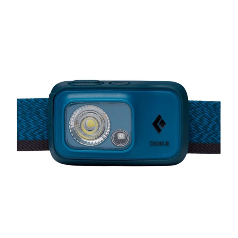 Azul | Black Diamond Cosmo R Headlamp 350 Lumens - Rechargeable Image Showing Close Up Front View.