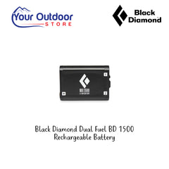 Black Diamond Dual Fuel BD 1500 Rechargeable Battery. Hero Image Showing Logos and Title.