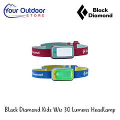 Black Diamond Kids Wiz 30 Lumens Headlamp | Hero Image Showing All Logos, Titles And Variants.