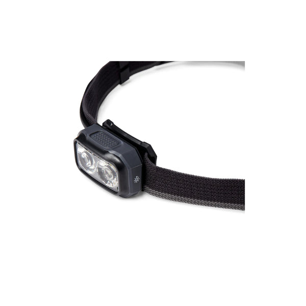 Graphite | Black Diamond Onsight 375 Lumens Submersible Headlamp Image Showing Close Angled View Of The Light.