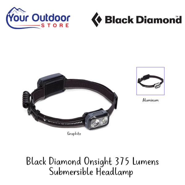 Black Diamond Onsight 375 Lumens Submersible Headlamp | Hero Image Showing All Logos, Titles And Variants.
