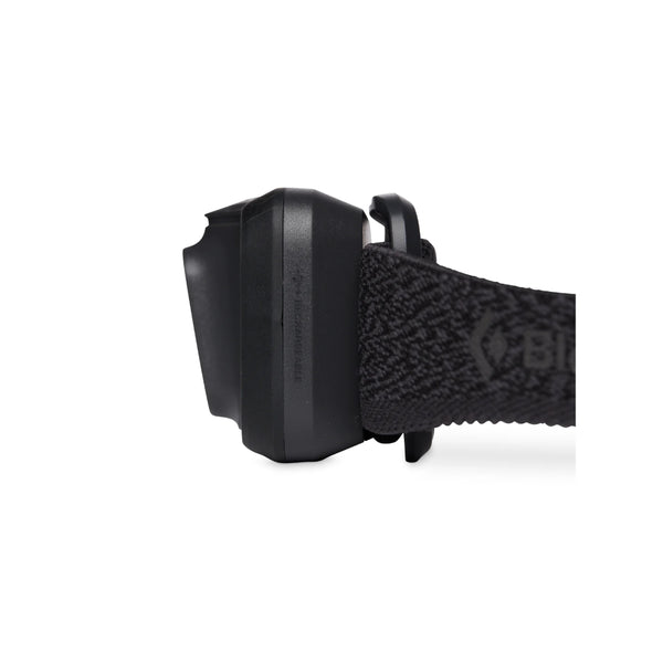 Graphite | Black Diamond Spot Headlamp 400 Lumens - Rechargeable Image Showing Side View.