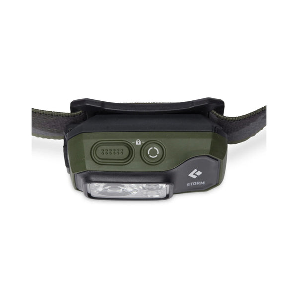 Olive | Black Diamond Storm Headlamp 450 Lumens - Dual Fuel Image Showing Top View.