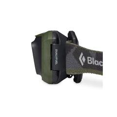 Olive | Black Diamond Storm Headlamp 450 Lumens - Dual Fuel Image Showing Side View.