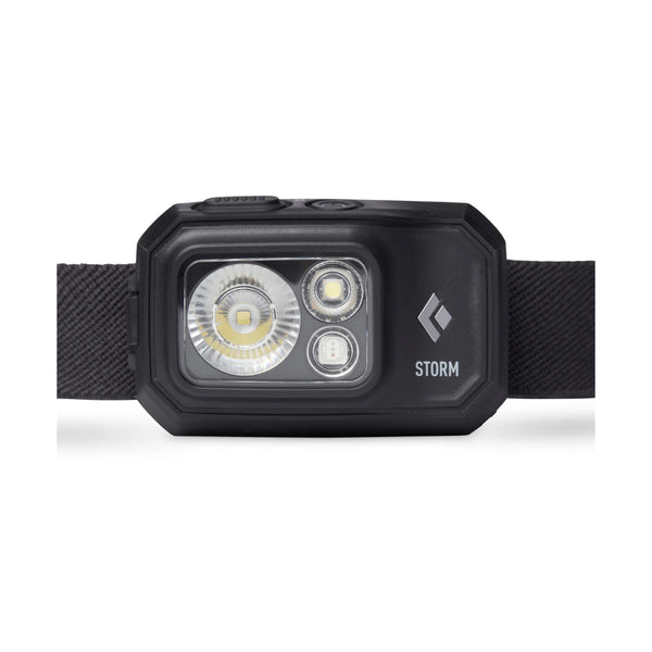 Black | Black Diamond Storm Headlamp 450 Lumens - Dual Fuel Image Showing Front View.