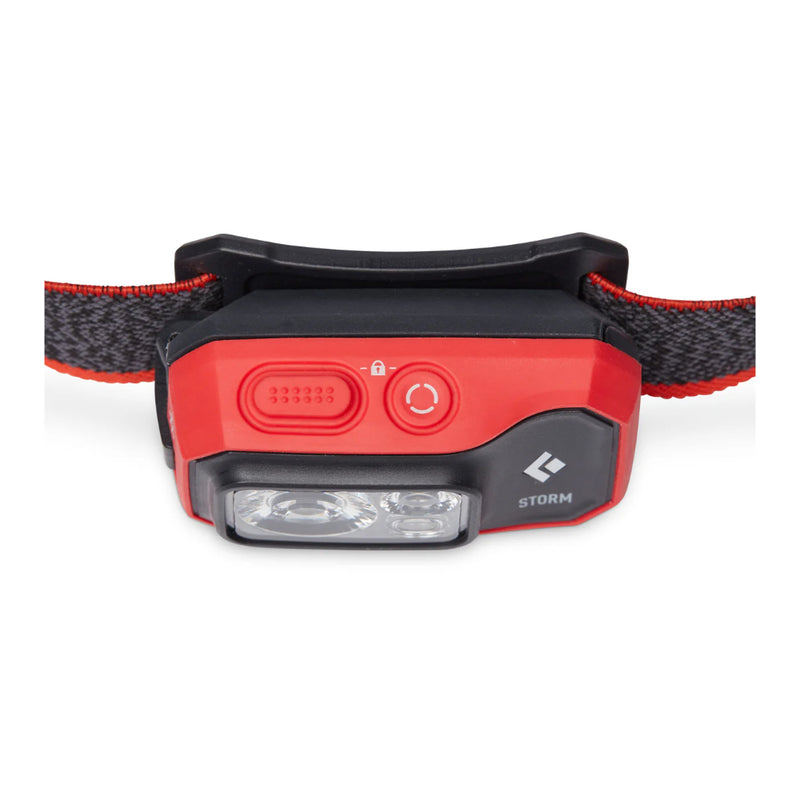 Red |Black Diamond Storm Headlamp 450 Lumens - Dual Fuel Image Showing Top View.
