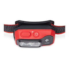 Red |Black Diamond Storm Headlamp 450 Lumens - Dual Fuel Image Showing Top View.
