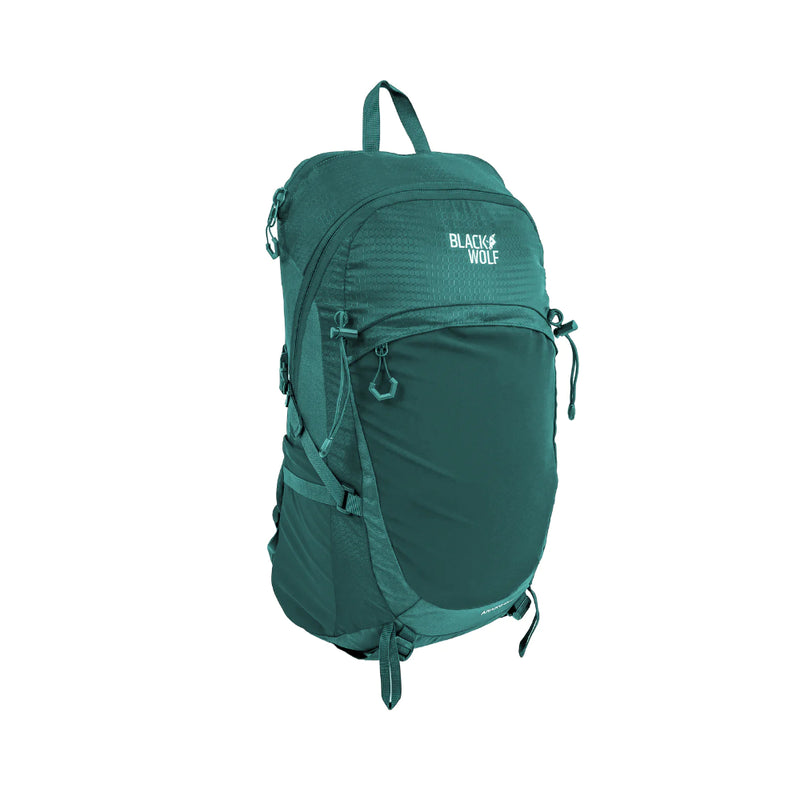 Quetzal Green | Black Wolf Arakoon Day Pack Image Showing Angled View.