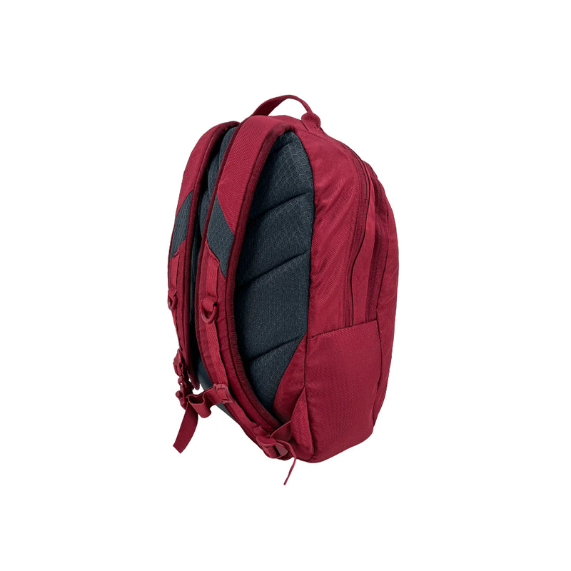 Tibetan Red | Black Wolf Booderee Day Pack Image Showing Angled View Of Shoulder Straps.