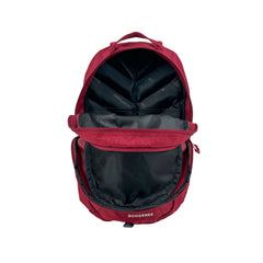 Tibetan Red | Black Wolf Booderee Day Pack Image Showing Both Zippered Compartments Open. 