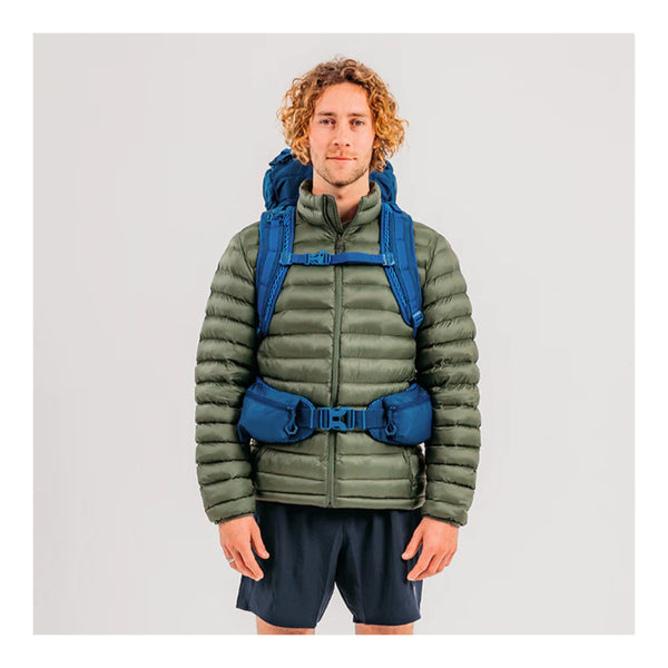 Gibraltar | Black Wolf Hiking Pack. Front View Done Up On Model.