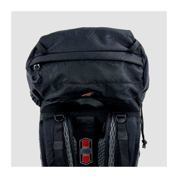 Jet Black | Black Wolf Hiking Pack. Top View.