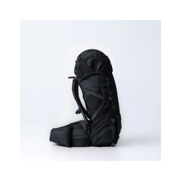 Jet Black | Black Wolf Boudii Hiking Backpack 35L Image Showing Side View.