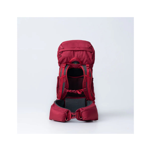 Tibetan Red | Black Wolf Boudii Hiking Backpack 35L Image Showing Back View.