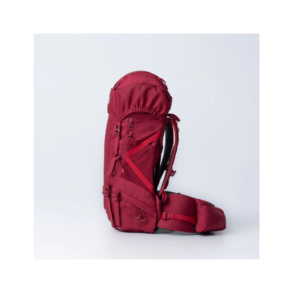 Tibetan Red | Black Wolf Boudii Hiking Backpack 35L Image Showing Side View.