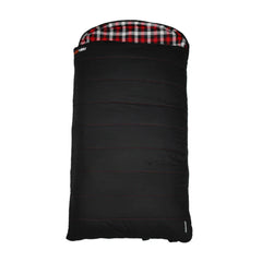 Black | Black Wolf Bushranger All Seasons Sleeping Bag Shown Zipped Up. 
