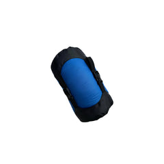 Marine Blue | Black Wolf Campsite Kids +5 Summer Sleeping Bag Image Showing Bag packed Down For Transport And Storage. 