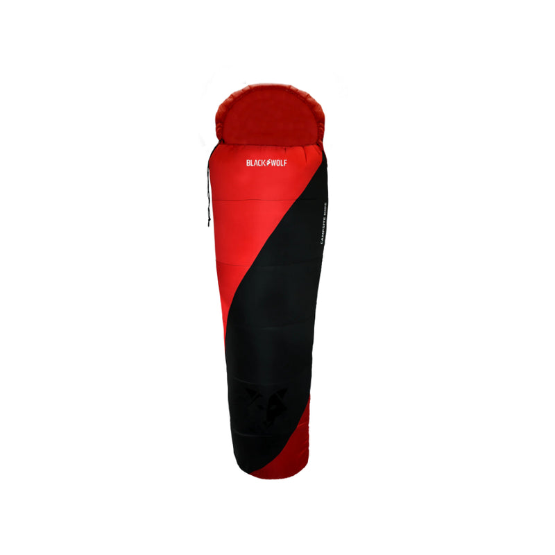 True Red | Black Wolf Campsite kids +5 Summer Sleeping Bag Image Showing No Logos Or Titles.