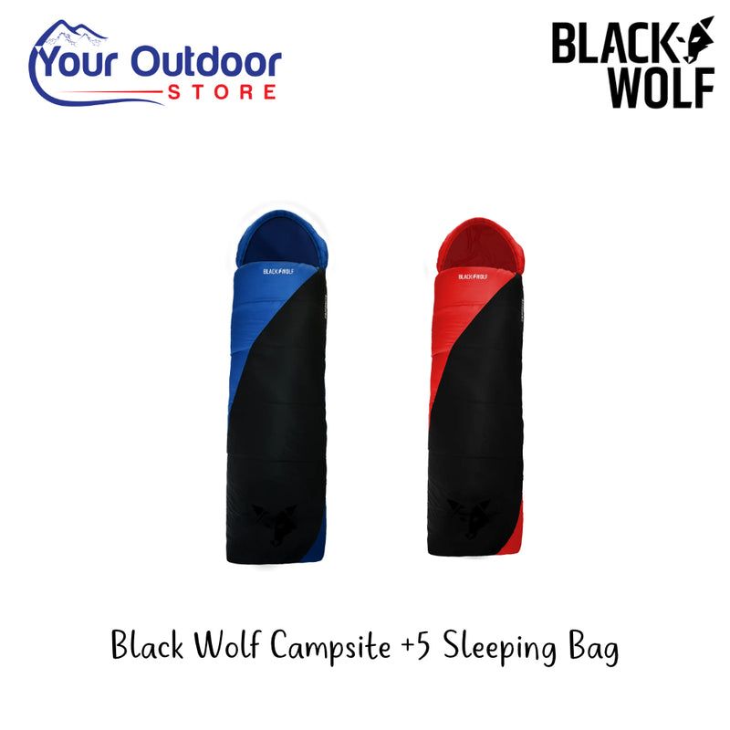 Back Wolf Campsite +5 Summer Sleeping Bag | Hero Image Showing All Logos, Titles, And Variants.