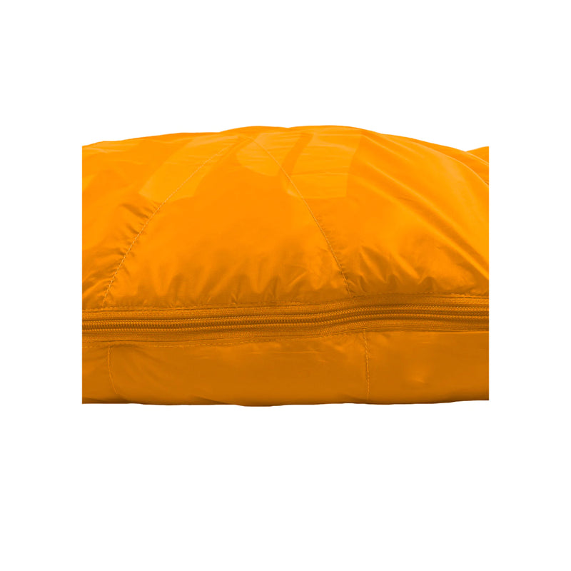 Flame Orange | Black Wolf Hiker Extreme Sleeping Bag -7 Degree Image Showing Close Up View Of Stitching And Zipper Closed.
