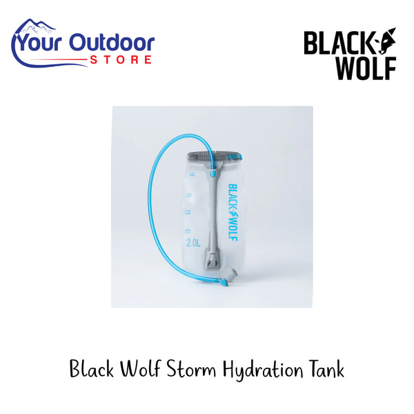 Black Wolf Storm Hydration Tank 2L | Hero Image Showing All Logos And Titles.