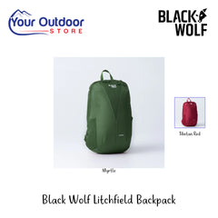 Black Wolf Litchfield Back Pack | Hero Image Showing All Logos, Titles And Variants.