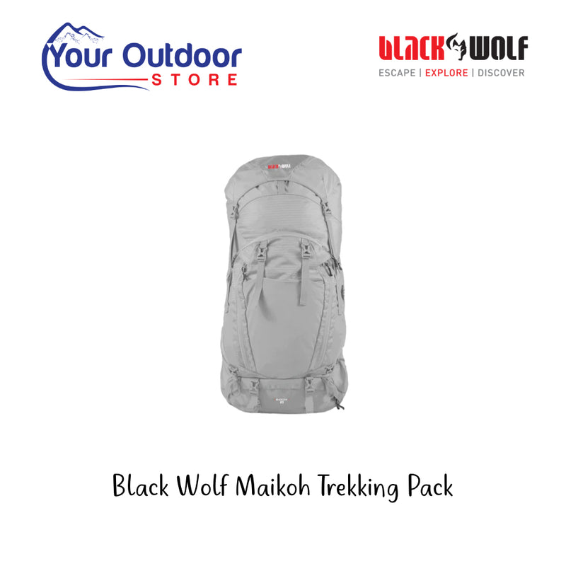 Black Wolf Maikoh Trekking Pack. Hero Image Showing Logos and Title. 