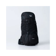 Black/60L | Black Wolf Nakeen 60L Hiking Pack Image Showing Angled Front View.