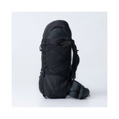 Black/60L | Black Wolf Nakeen 60L Hiking Pack Image Showing Side View With Top Closed.