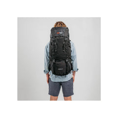 Black/60L | Black Wolf Nakeen 60L Hiking Pack Image Showing Back View On A Model.