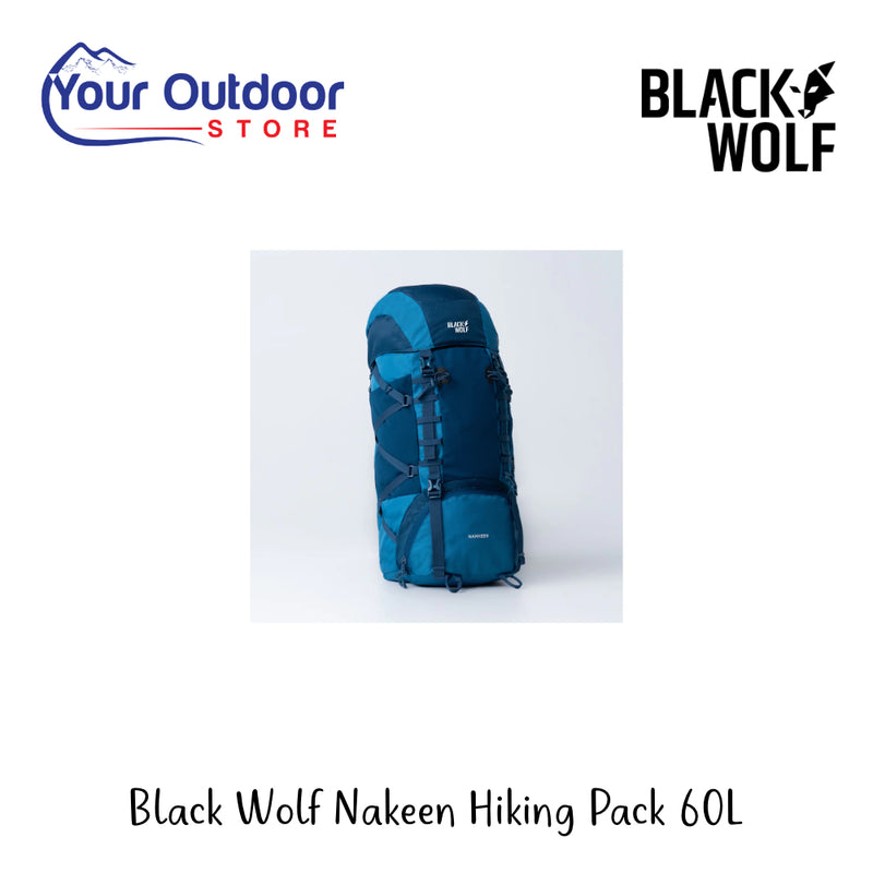 Black Wolf Nakeen Hiking Pack 60L | Hero Image Showing All Logos And Titles.
