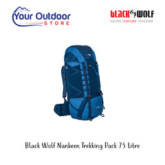 Black Wolf Nankeen Trekking Pack 75L | Hero Image Displaying All Logos And Titles.