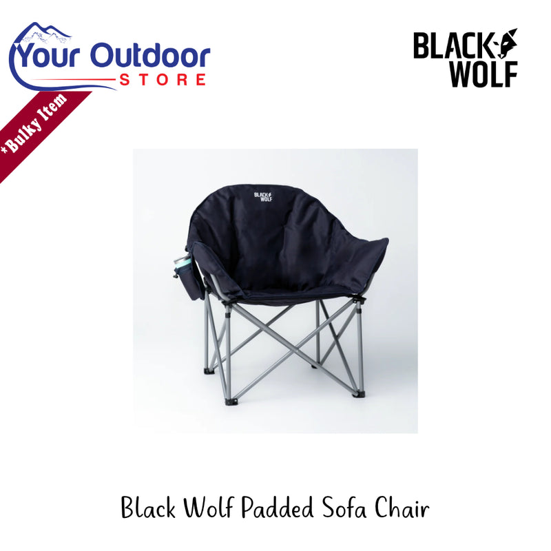 Black Wolf Padded Sofa Chair | Hero Image Showing All Loos And Titles.