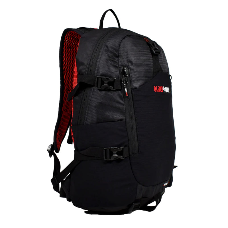 Jet Black | Black Wolf Pathfinder II 33 Litre Day Pack. Angled Front View. 