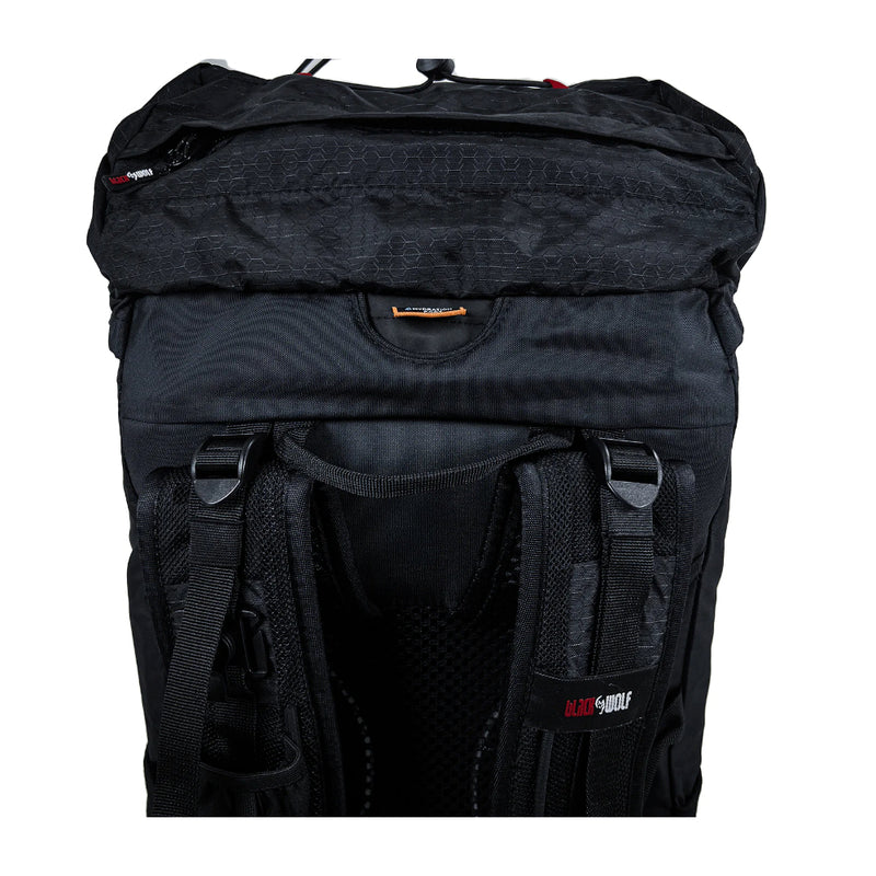 Jet Black | Black Wolf Provision 55. Showing Top Compartment. 