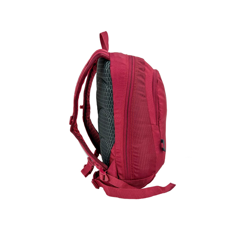 Tibetan Red | Black Wolf Yanga 13 Litre Day Pack. Side View Fully Packed. 
