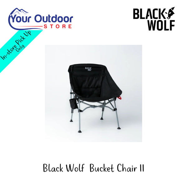 Black Wolf Bucket Chair ll | Hero Image Showing All Logos And Titles.