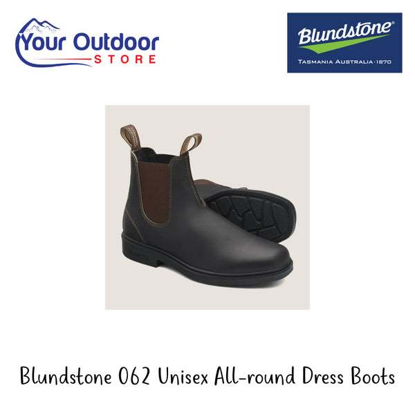 Blundstone 062 Unisex All Round Dress Boots | Hero Image Showing All  Logos And Titles.