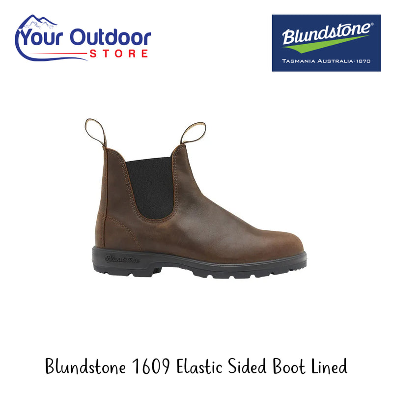 Blundstone 1609 Elastic Sided Boot Lined | Hero Image Showing All Logos And Titles.