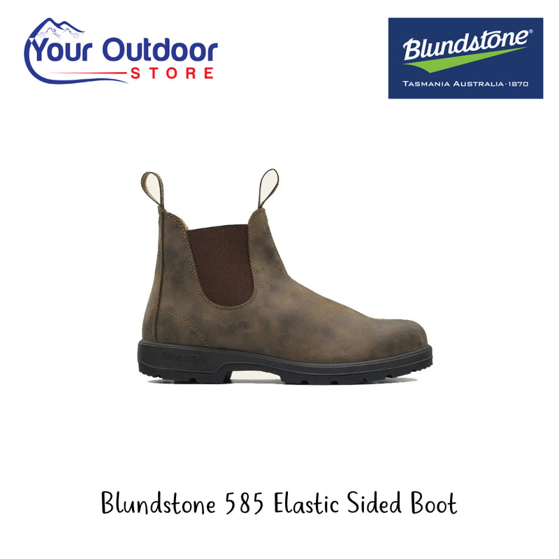 Blundstone 585 Elastic Sided Boot | Hero Image Showing All Logos And Titles.