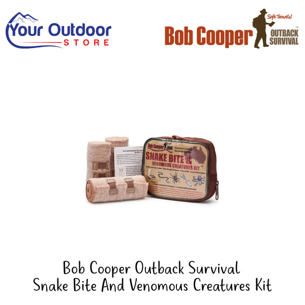 Bob Cooper Outback Survival Snake Bite And Venomous Creatures Kit | Hero Image Showing All Logos And Titles.