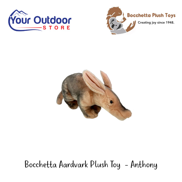 Bocchetta Aardvark Plush Toy - Anthony | Hero Image Showing All Logos And Titles.