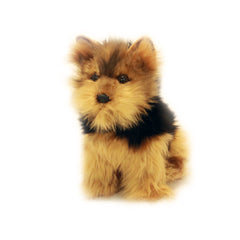 Black /Tan | Aussie Yorkshire Terrier Plush Toy - Archie. Angled Front View. 