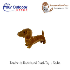 Bocchetta Dachshund Plush Toy - Sadie | Hero Image Showing All Logos And Titles.