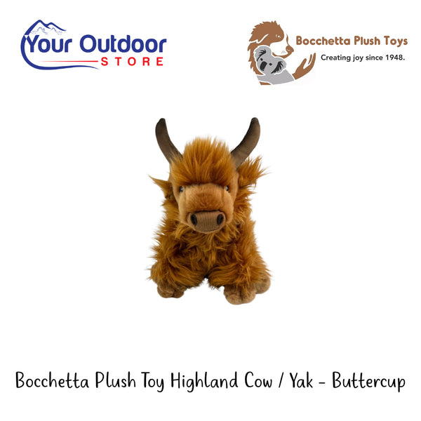 Bocchetta Plush Toy Highland Cow / Yak - Buttercup | Hero Image Showing All Logos And Titles.