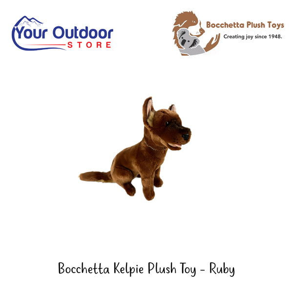 Bocchetta Kelpie Plush Toy - Ruby | Hero Image Showing All Logos And Titles.